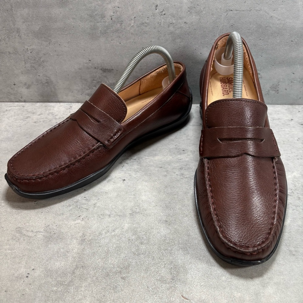 NEW Samuel Hubbard‎ Brown Leather Slip On Driving Penny Loafers Mens Size 8